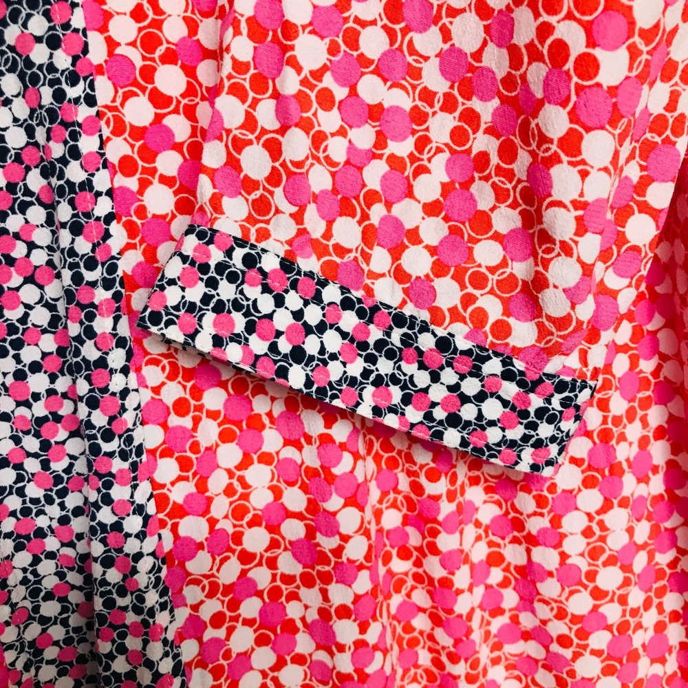 Boden Mollie Womens 8R Pink Navy Blue Bubble Print V-Neck 3/4 Sleeve Shift - Picture 4 of 6